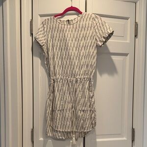 Chic Striped women’s Dress - Cream and Gray - LOFT size small petite